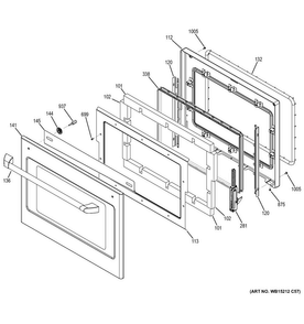 Lower Door Diagram and Parts List for CK7500SH2SS  General Electric Wall Oven