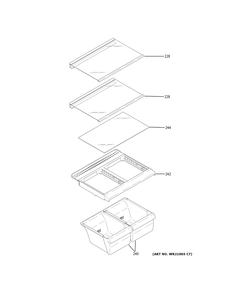 Fresh Food Shelves Diagram and Parts List for GTE16GTNGRWW  General Electric Refrigerator