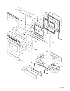 DOOR & DRAWER Diagram and Parts List for PCB905SV3SS  General Electric Range