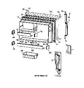 Freezer Door Diagram and Parts List for 36369962991  General Electric Refrigerator