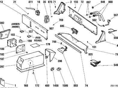 BACKSPLASH & COIN BOX ASSEMBLY Diagram and Parts List for WCCB2050T6AC  General Electric Washer