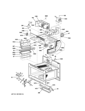 INTERIOR PARTS 2 Diagram and Parts List for ZSC1001J3SS  General Electric Microwave