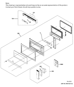 CONTROL PANEL & DOOR Diagram and Parts List for PVM2188SJC01  General Electric Microwave
