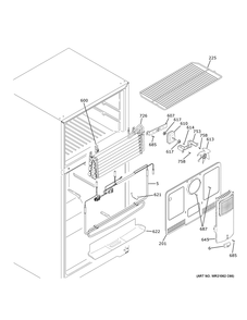Freezer Section Diagram and Parts List for GIE22JTNCRBB  General Electric Refrigerator