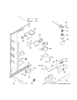 Fresh Food Section Diagram and Parts List for GSE25HEMJHDS  General Electric Refrigerator