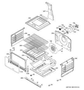Lower Oven Diagram and Parts List for JGB870SEF1SS  General Electric Range