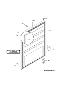 Door Diagram and Parts List for ZDOD240NDSS  General Electric Refrigerator