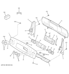 Control Panel Diagram and Parts List for JB650DF2CC  General Electric Range