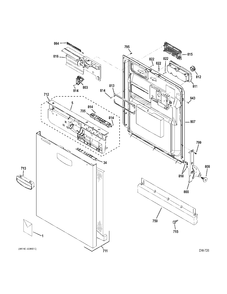 ESCUTCHEON & DOOR Diagram and Parts List for GDWF160V10SS  General Electric Dishwasher