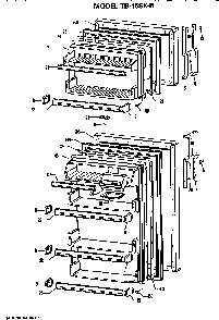 Doors Diagram and Parts List for TB15SKB  General Electric Refrigerator