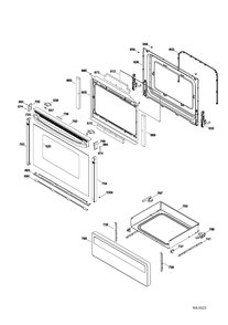 DOOR & DRAWER Diagram and Parts List for MCBS585DR3WW  General Electric Range