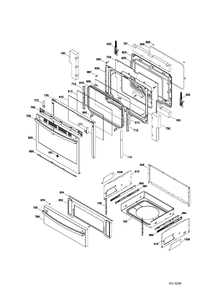 DOOR & DRAWER Diagram and Parts List for JCB840SF1SS  General Electric Range