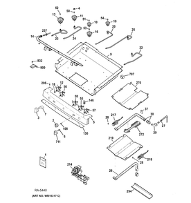 Gas And Burner Parts Diagram and Parts List for MBC12GAZSS  General Electric Range
