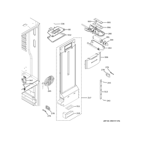 Fresh Food Section Diagram and Parts List for GNE27JGMZFBB  General Electric Refrigerator
