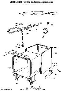 Cord/tub Panels Diagram and Parts List for GSC580S04  General Electric Dishwasher