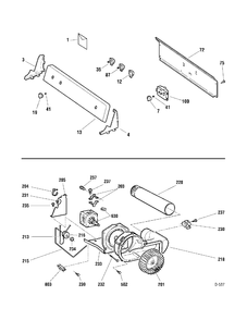 CONTROLS & DRIVE Diagram and Parts List for PSXR373GH2WW  General Electric Dryer
