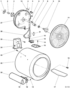 DRUM & DUCT Diagram and Parts List for PCCB330GT0WC  General Electric Dryer