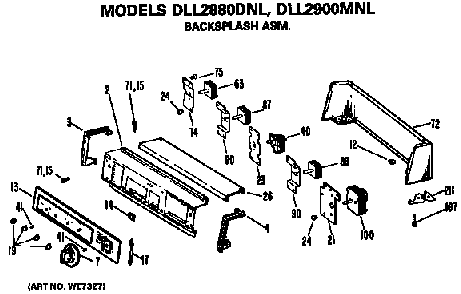 Backsplash Assembly Diagram and Parts List for DLL2900MNL  Hotpoint Dryer