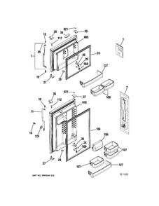 DOORS Diagram and Parts List for 38768RBWWRBS  General Electric Refrigerator