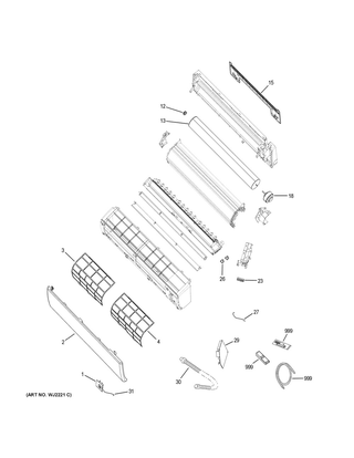 Room Air Conditioner Diagram and Parts List for HSU18VCK-G  General Electric Air Conditioner