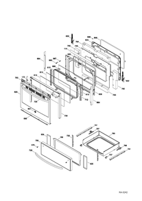 DOOR & DRAWER Diagram and Parts List for JCB530SF1SS  General Electric Range