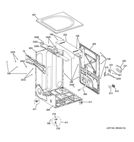 Cabinet & Top Panel Diagram and Parts List for GFDL110EH0WW  General Electric Dryer