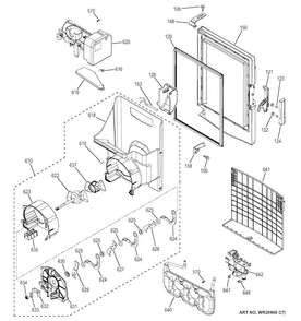 Ice Maker & Dispenser Diagram and Parts List for GYE22KMHEES  General Electric Refrigerator