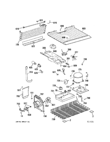 UNIT PARTS Diagram and Parts List for 38341FBMFRWW  General Electric Refrigerator