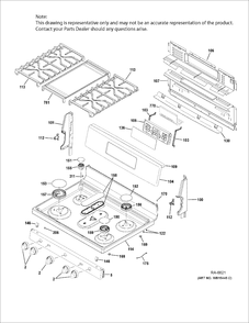 CONTROL PANEL & COOKTOP Diagram and Parts List for JCGB700EEJ2ES  General Electric Range