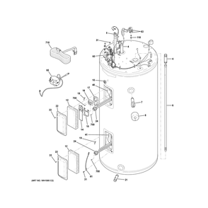 Water Heater Assembly Diagram and Parts List for PF40S10FPY01  General Electric Water Heater