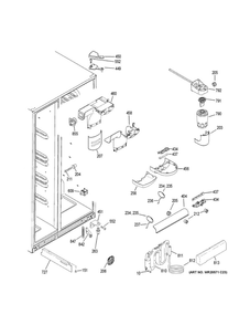 Fresh Food Section Diagram and Parts List for GSE25GGHJCBB  General Electric Refrigerator