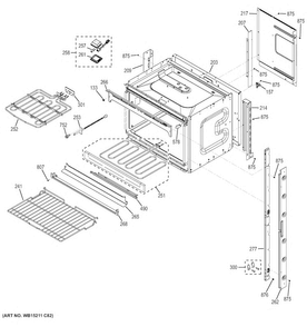 Upper Oven Diagram and Parts List for JK3500DF2WW  General Electric Wall Oven
