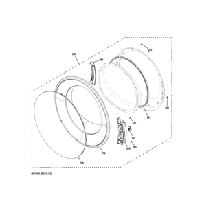 Door Diagram and Parts List for GFD55ESMN3WW  General Electric Dryer