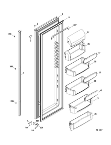 FF DOOR Diagram and Parts List for GSR23YBTAWV  General Electric Refrigerator