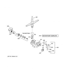 Motor-pump Mechanism Diagram and Parts List for GSD3900L20BB  General Electric Dishwasher