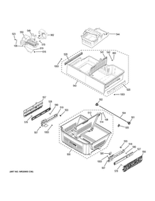 Freezer Shelves Diagram and Parts List for GNE29GGKEWW  General Electric Refrigerator