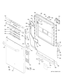 Escutcheon & Door Assembly Diagram and Parts List for CDT725SSF4SS  General Electric Dishwasher