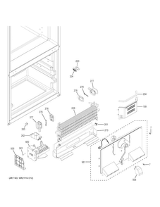 Freezer Section Diagram and Parts List for GNE21FGKAKBB  General Electric Refrigerator