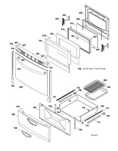 DOOR & DRAWER PARTS Diagram and Parts List for JCAS745M2SS  General Electric Range