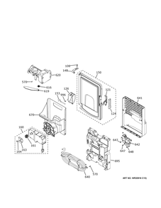 Ice Maker And Dispenser Diagram and Parts List for GFE28GELPDS  General Electric Refrigerator