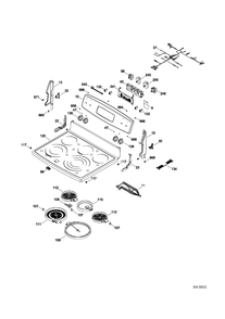 CONTROL PANEL & COOKTOP Diagram and Parts List for PCB905SV2SS  General Electric Range
