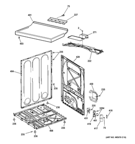 Cabinet & Top Panel Diagram and Parts List for DISR473DGFWW  General Electric Dryer