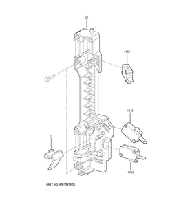 Latch Board Parts Diagram and Parts List for JNM3163DJ1BB  General Electric Microwave