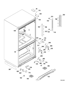HINGE PARTS Diagram and Parts List for PDRF2MBXARBB  General Electric Refrigerator