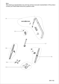 WASH ARM ASM Diagram and Parts List for PDT660SSF1SS  General Electric Dishwasher