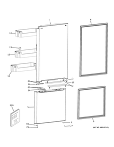 Doors Diagram and Parts List for PBV10RSTBSS  General Electric Refrigerator