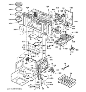 Interior Parts Diagram and Parts List for PSA9240SF2SS  General Electric Microwave
