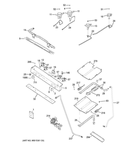 Gas & Burner Parts Diagram and Parts List for JGB450REF4SS  General Electric Range