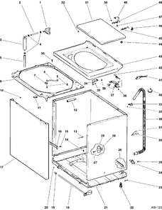COVER GROUP Diagram and Parts List for 57131T5WW  General Electric Washer