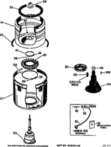TUB, BASKET & AGITATOR Diagram and Parts List for WWC8000SALWH  General Electric Washer